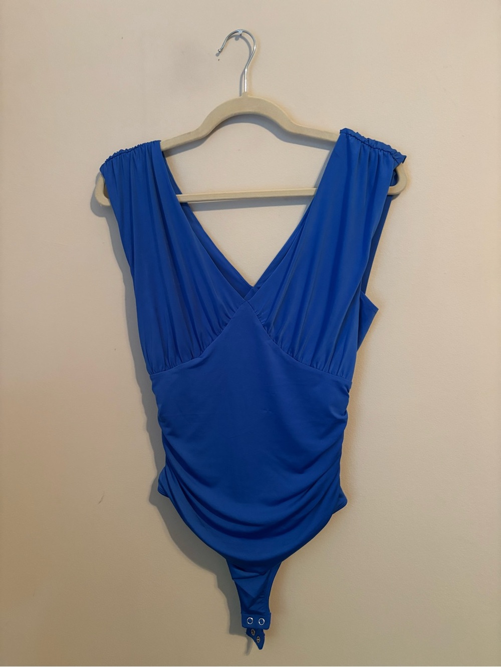Express Royal Blue V-Neck Sleeveless Bodysuit